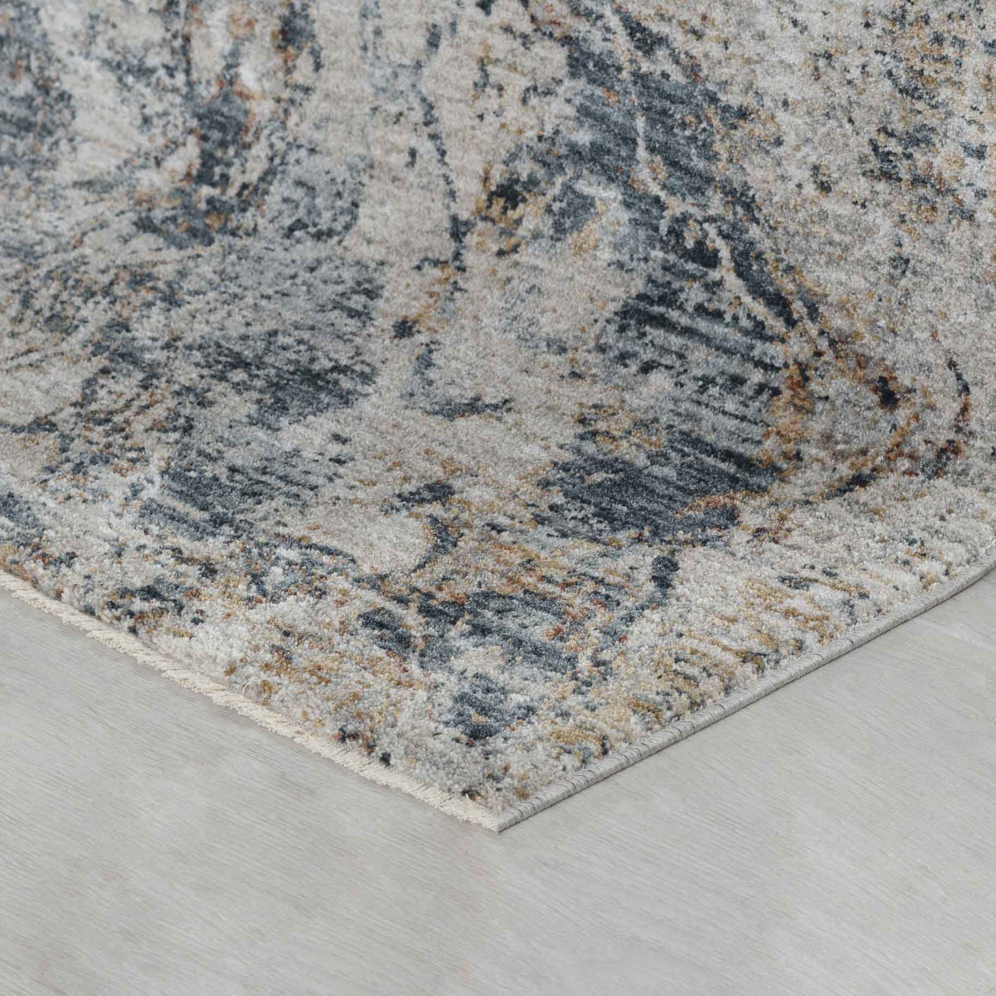 Caldera Abstract Stone Contemporary Beige and Blue Indoor Rug