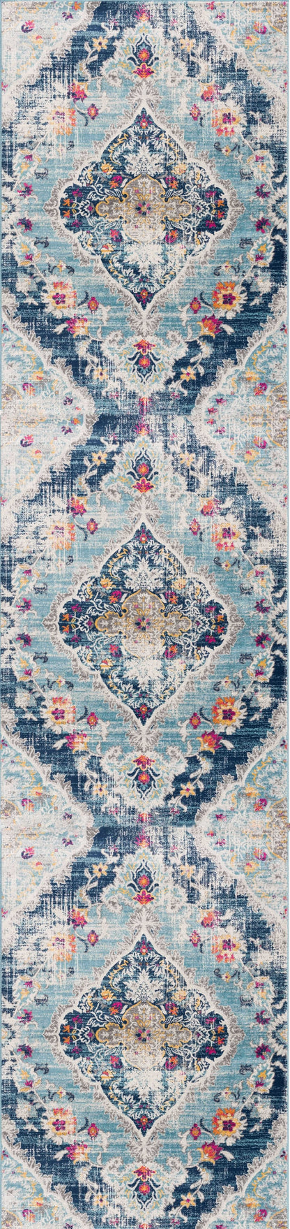 Anara Floral Traditional Blue Indoor Rug