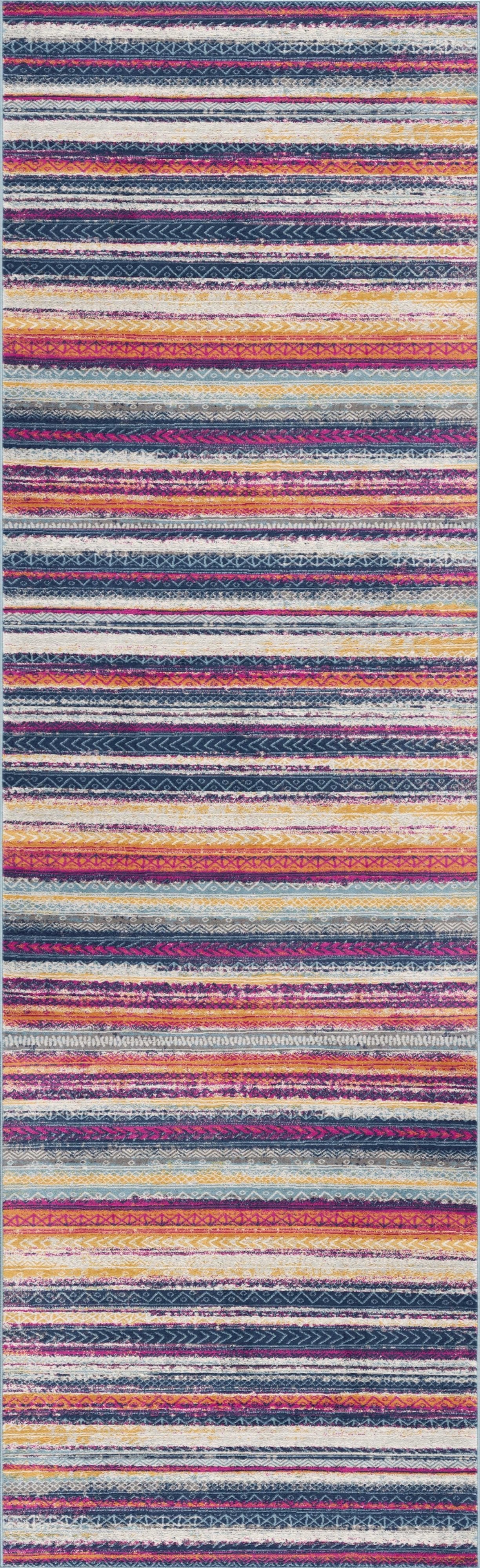 Solana Boho Contemporary Pink and Blue Indoor Rug-12