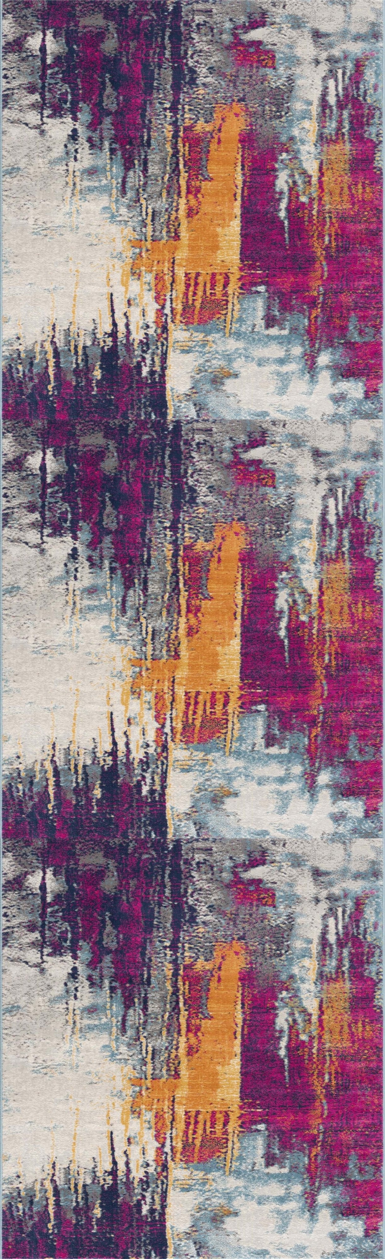 Zora Abstract Contemporary Purple and Orange Indoor Rug