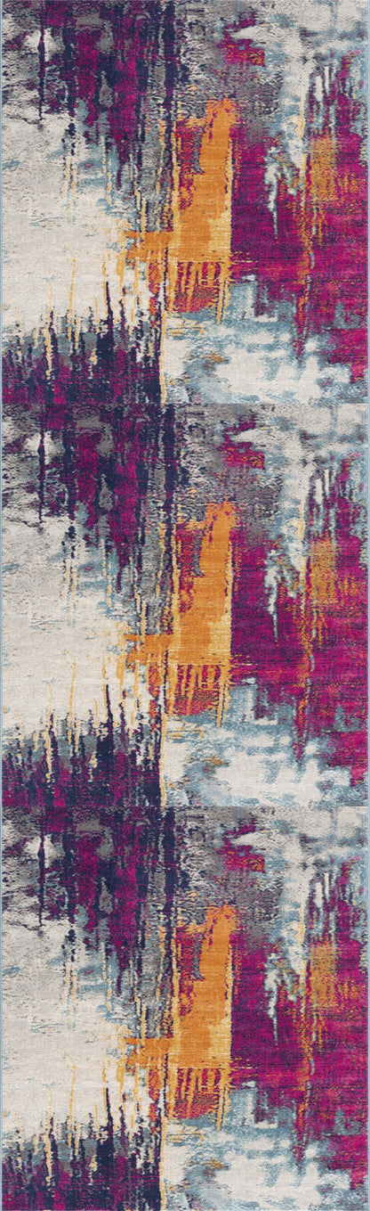 Zora Abstract Contemporary Purple and Orange Indoor Rug