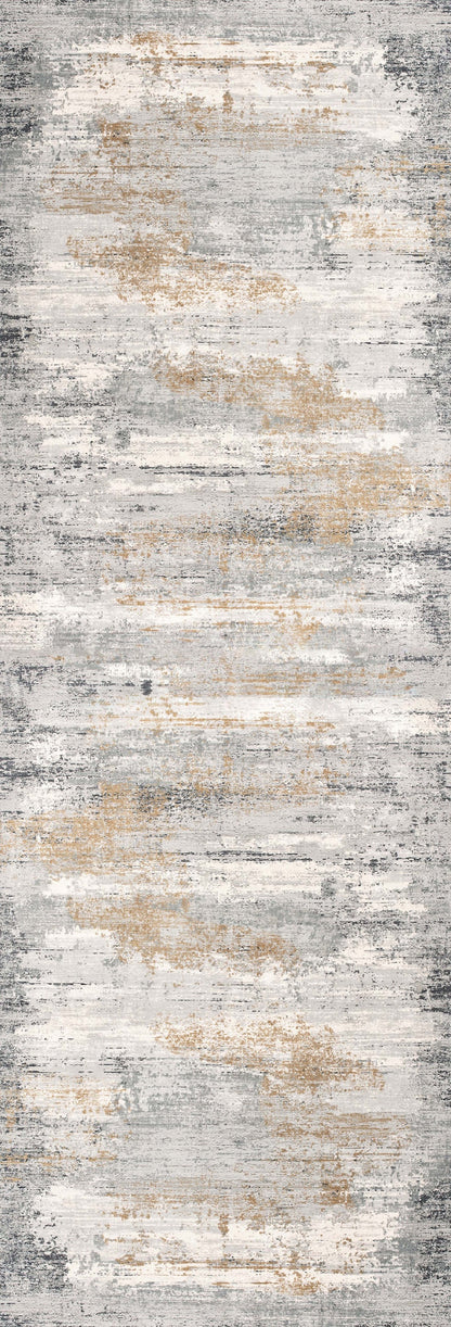 Lumen Distressed Abstract Comtemporary Grey and Beige Indoor Rug