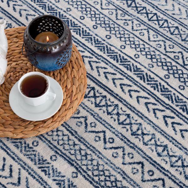 Havana Collection Traditional Southwestern Area Rug and Runner - Navy Blue