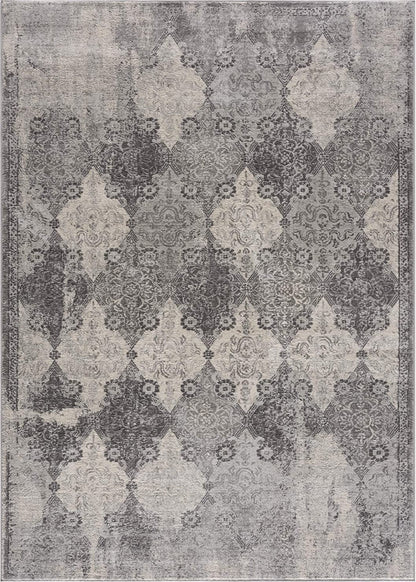 Nazira Damask Contemporary Grey Indoor Rug [AUC]-1