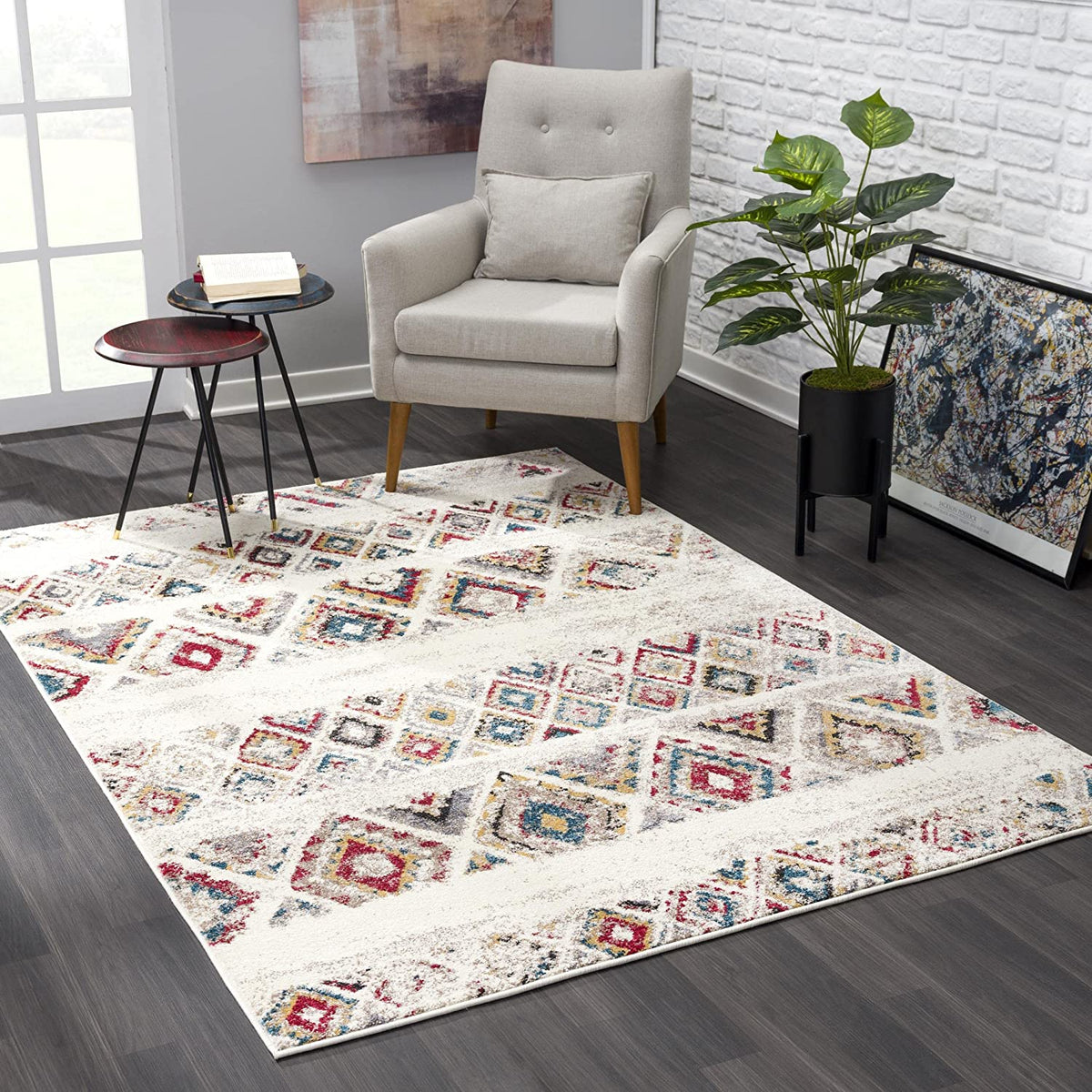 Tapis crème contemporain Nova Boho