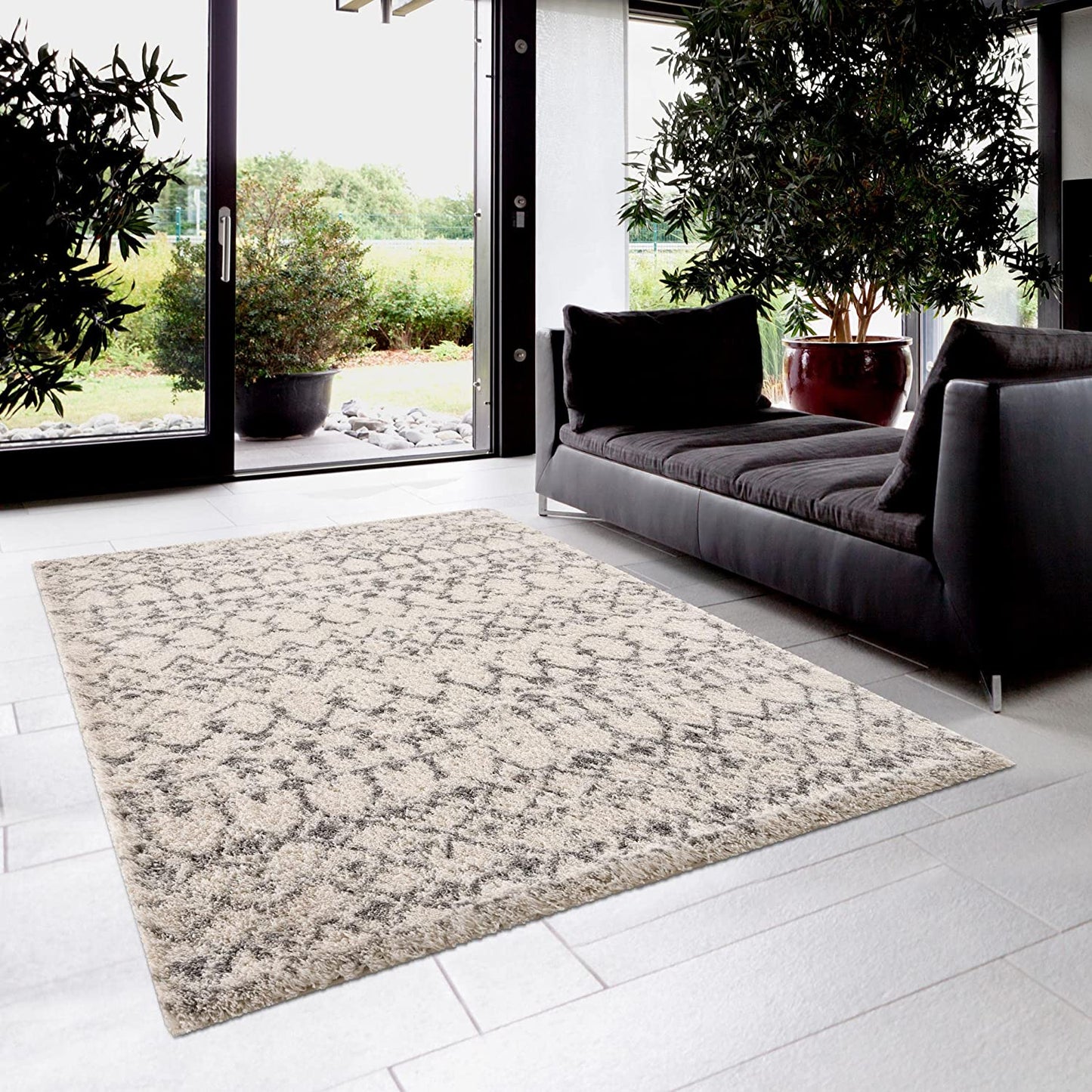 Freya Boho Comtemporary Beige and Grey Indoor Rug