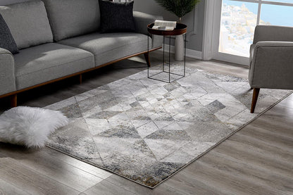 Zuni Geometric Contemporary Grey and Cream Indoor Rug