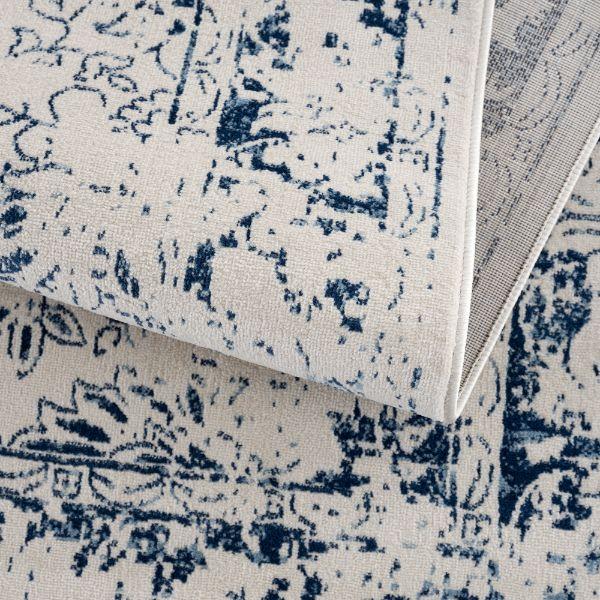 Havana Collection Traditional Oriental Distressed Area Rug and Runner - Navy Blue