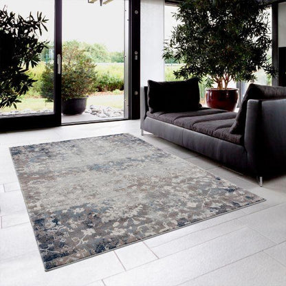 Havana Collection Traditional Abstract Area Rug and Runner - Navy Blue