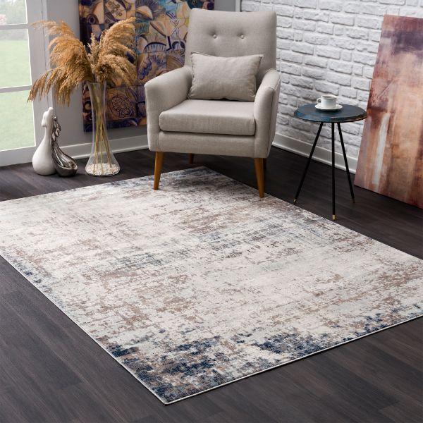 Havana Collection Traditional Abstract Distressed Area Rug and Runner - Navy Blue