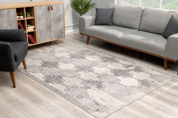 Havana Collection Traditional Damask Area Rug and Runner - Grey