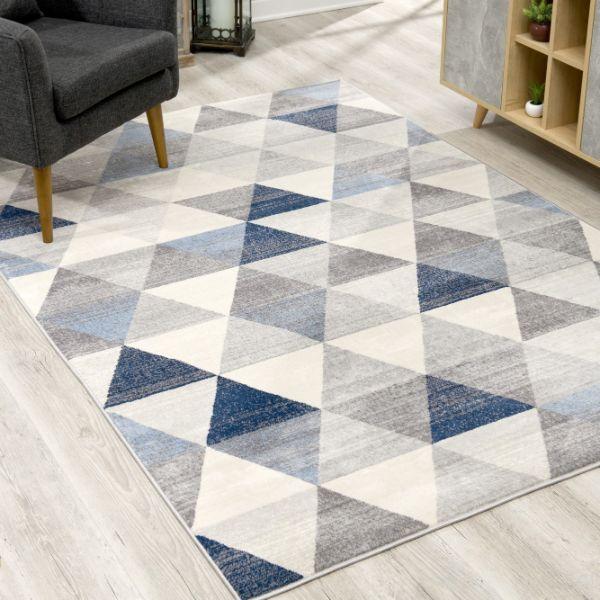 Havana Collection Traditional Geometric Area Rug and Runner - Navy Blue