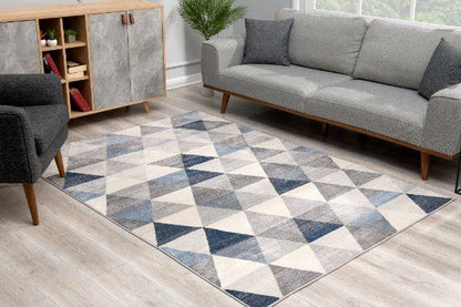 Havana Collection Traditional Geometric Area Rug and Runner - Navy Blue