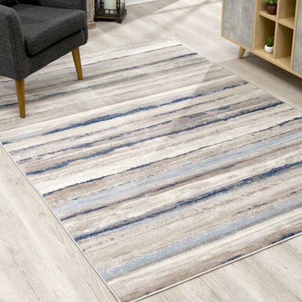 Havana Collection Striped Area Rug and Runner - Blue