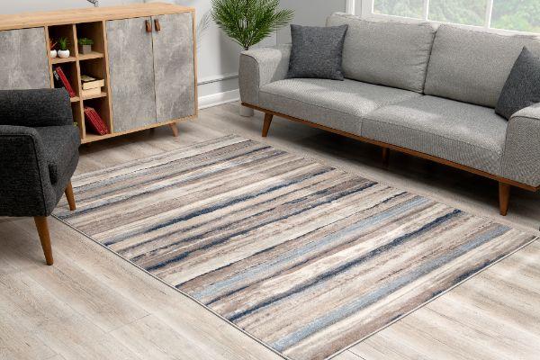 Havana Collection Striped Area Rug and Runner - Blue