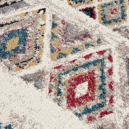 Safa Boho Contemporary Cream and Red Indoor Rug