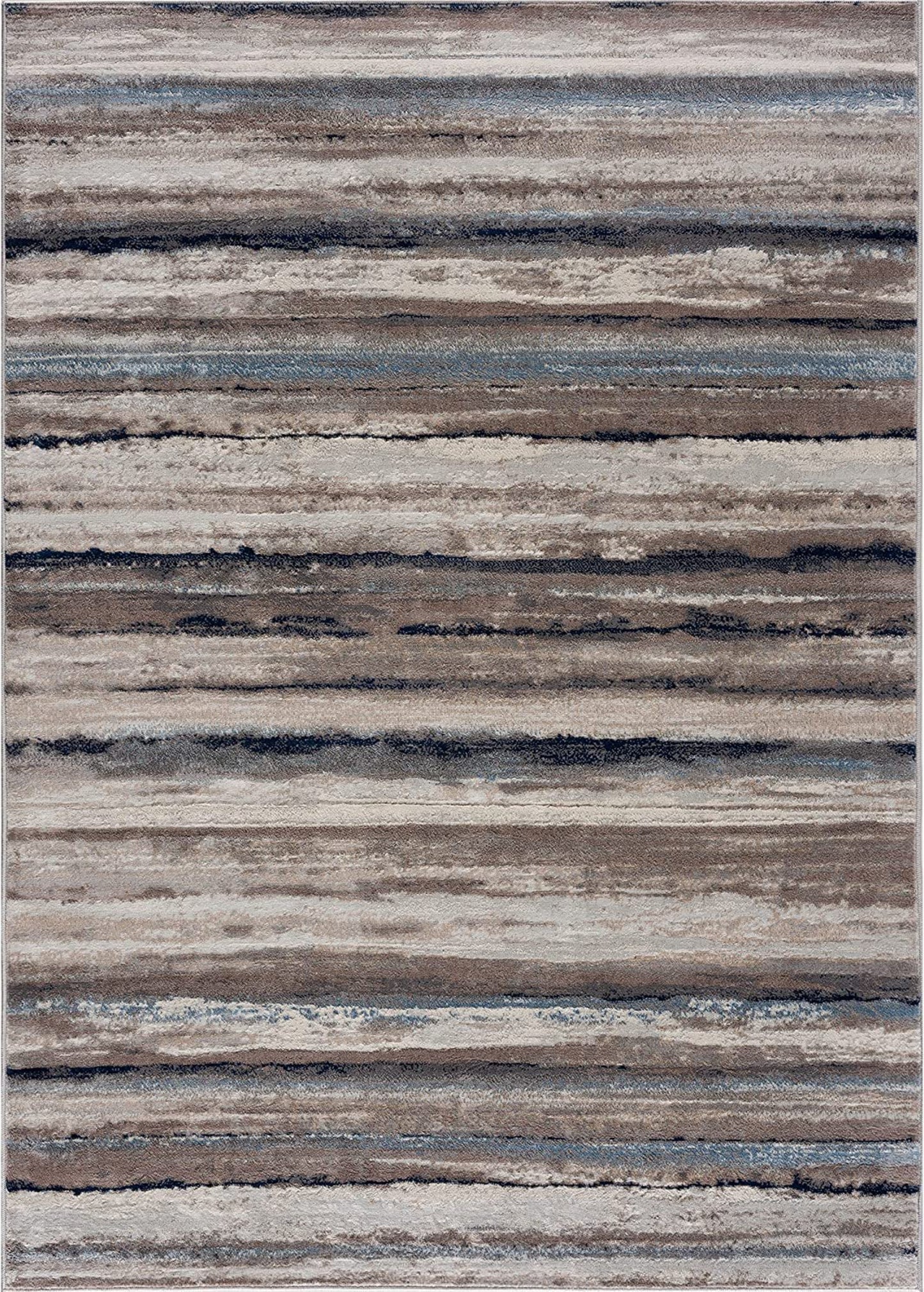 Rimal Abstract Contemporary Blue and Brown Indoor Rug-1