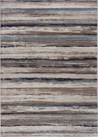 Rimal Abstract Contemporary Blue and Brown Indoor Rug-1