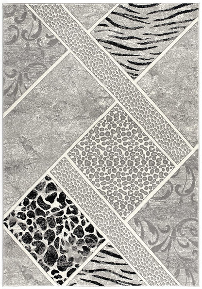 Kiso Geometric Contemporary Grey and Black Indoor Rug-1