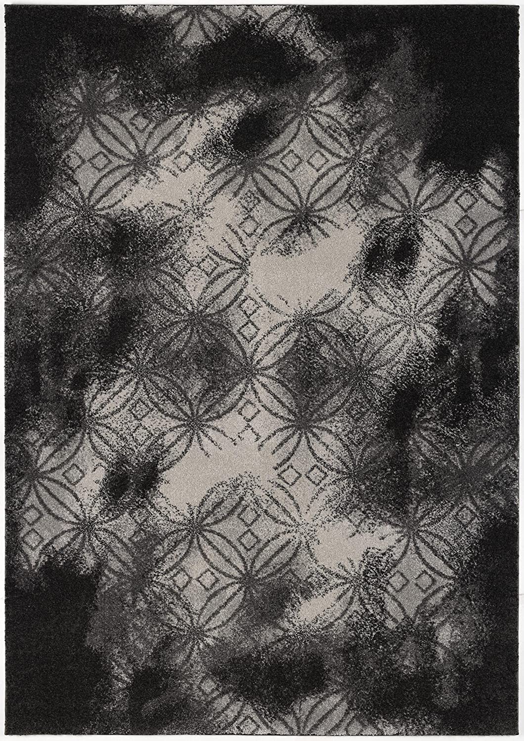 Layla Distressed Lattice Traditional Black and Grey Indoor Rug-1
