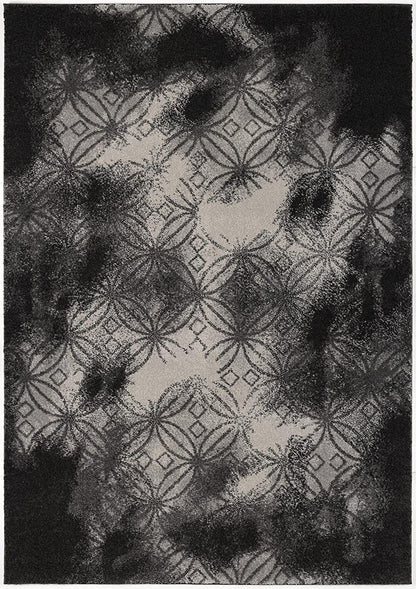 Layla Distressed Lattice Traditional Black and Grey Indoor Rug-1