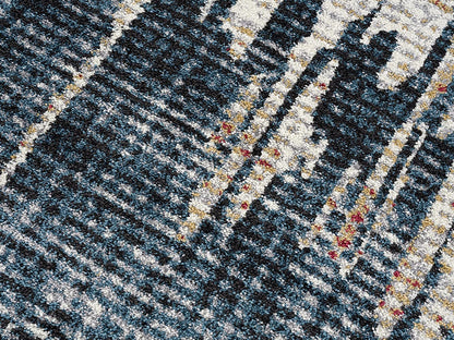 Mehr Abstract Contemporary Blue and Red Indoor Rug-10