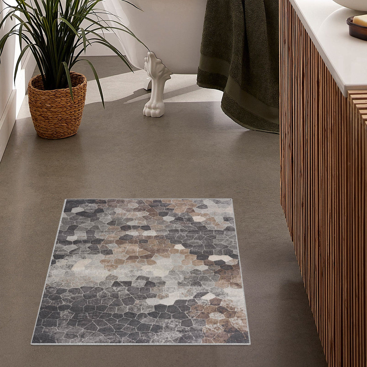 Zahra Mosaic Stone Grey Indoor Rug