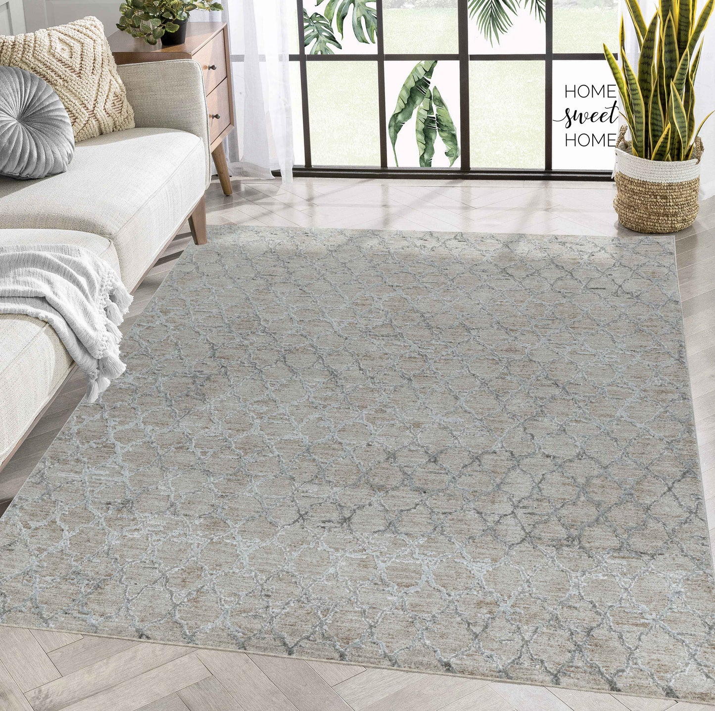 Aeris Geometric Contemporary Beige and Brown Indoor Rug