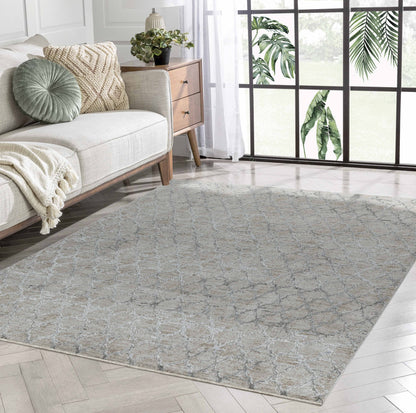 Aeris Geometric Contemporary Beige and Brown Indoor Rug