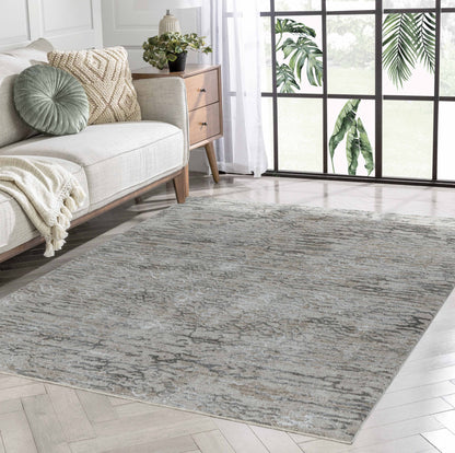 Elio Abstract Distressed Contemporary Beige and Brown Indoor Rug