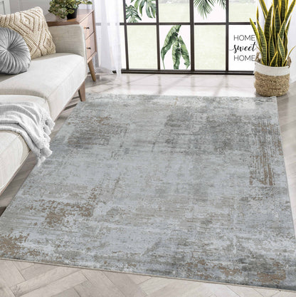 Verona Abstract Distressed Contemporary Beige and Brown Indoor Rug-6