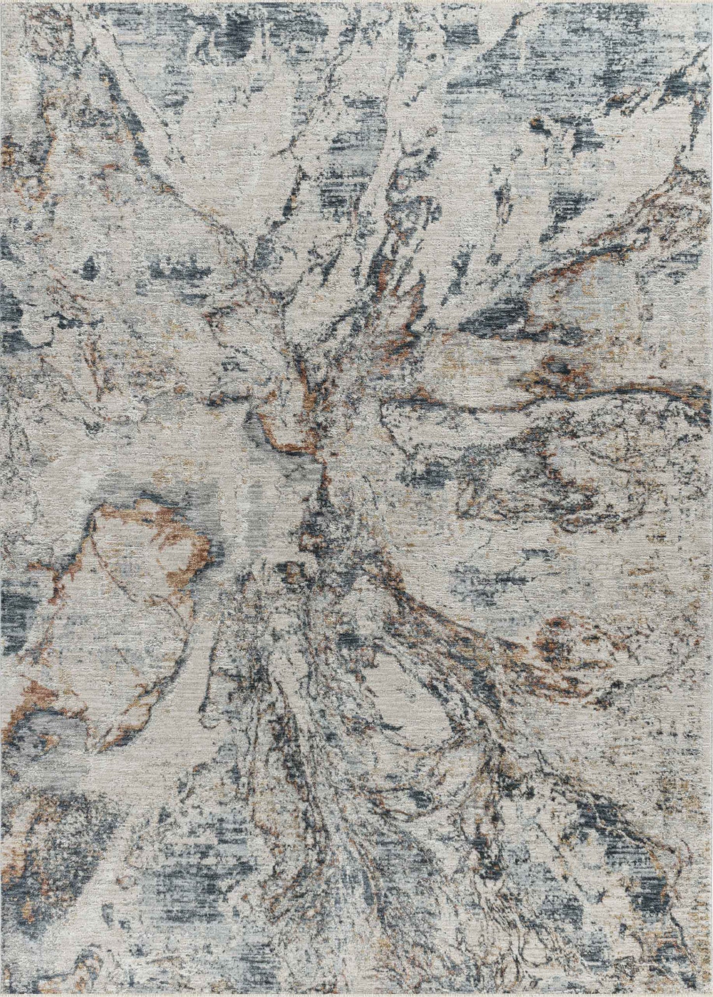 Caldera Abstract Stone Contemporary Beige and Blue Indoor Rug