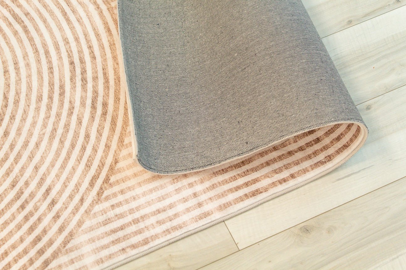 Elys Geometric Contemporary Beige and Brown Indoor Rug