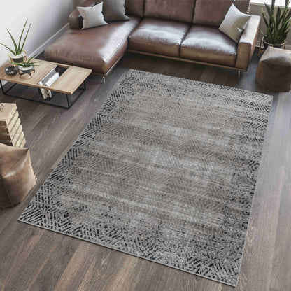 Ihsan Geometric Traditional Brown and Black Indoor Rug