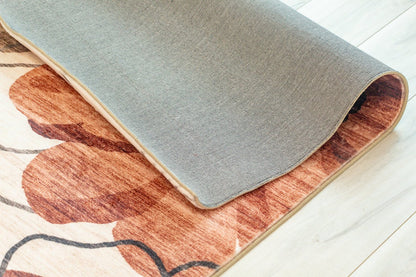 Sakura Floral Modern Red and Beige Indoor Rug