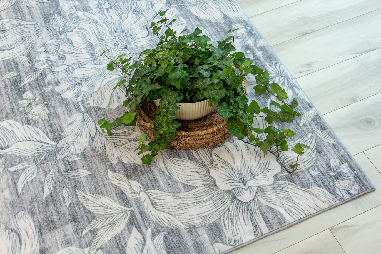 Serena Floral Transitional Beige and Grey Indoor Rug-6