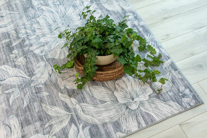 Serena Floral Transitional Beige and Grey Indoor Rug-6