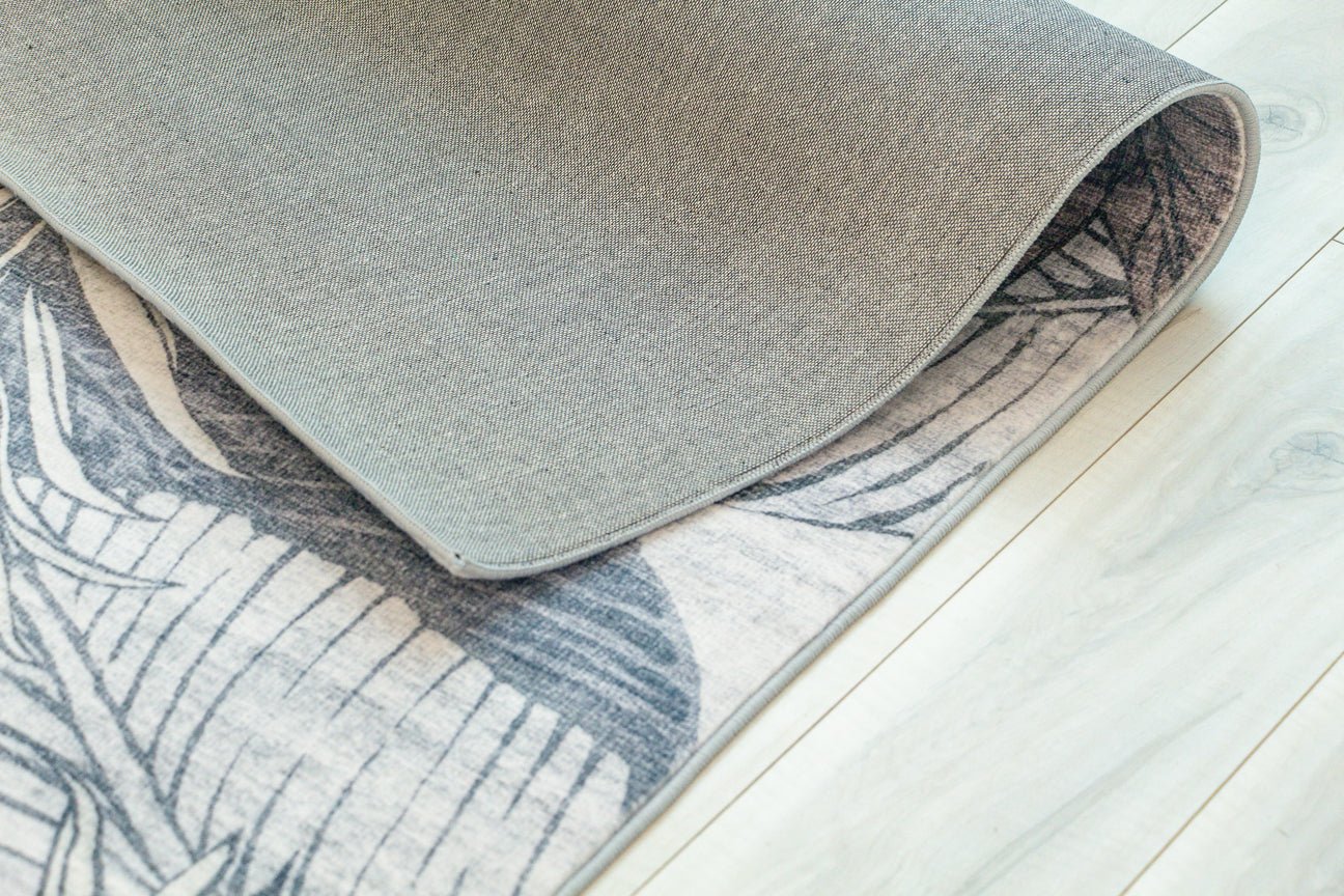 Natura Botanical Leaf Comtemporary Brown and Grey Indoor Rug