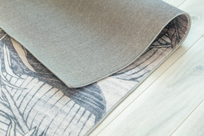 Natura Botanical Leaf Comtemporary Brown and Grey Indoor Rug