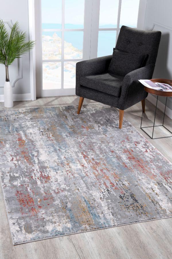 Tapis gris contemporain abstrait Capri