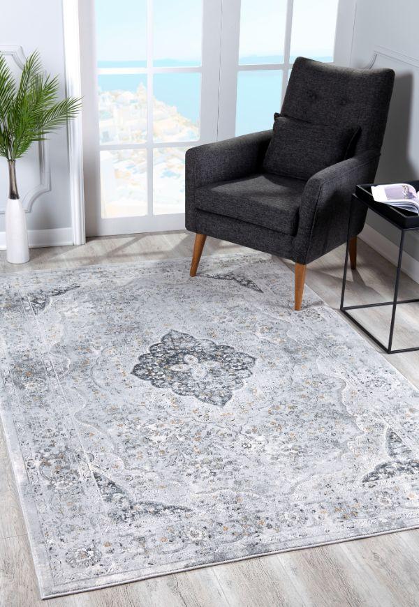 Tapis gris contemporain marocain Capri