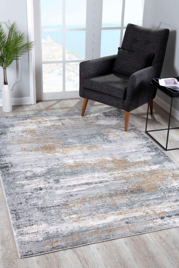 Tapis gris contemporain abstrait Capri
