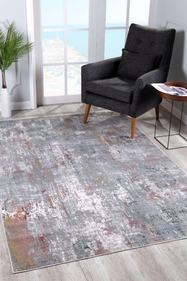 Tapis gris contemporain abstrait Capri