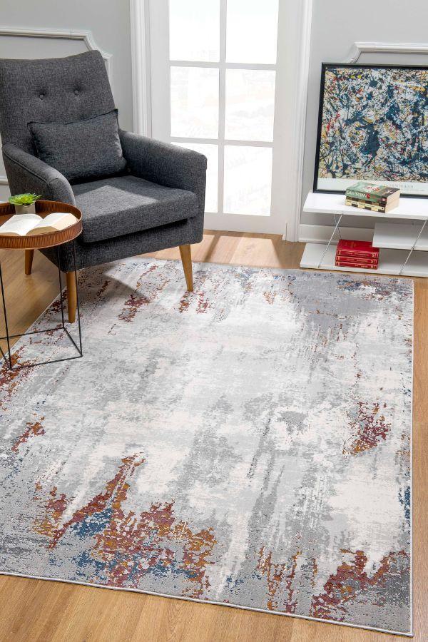 Tapis gris contemporain abstrait Sardini