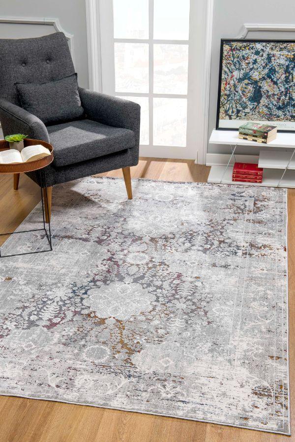 Tapis gris transitionnel abstrait Sardini