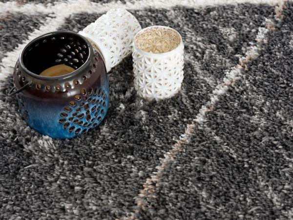 Retro Collection Modern Geometric Area Rug and Doormat, Grey