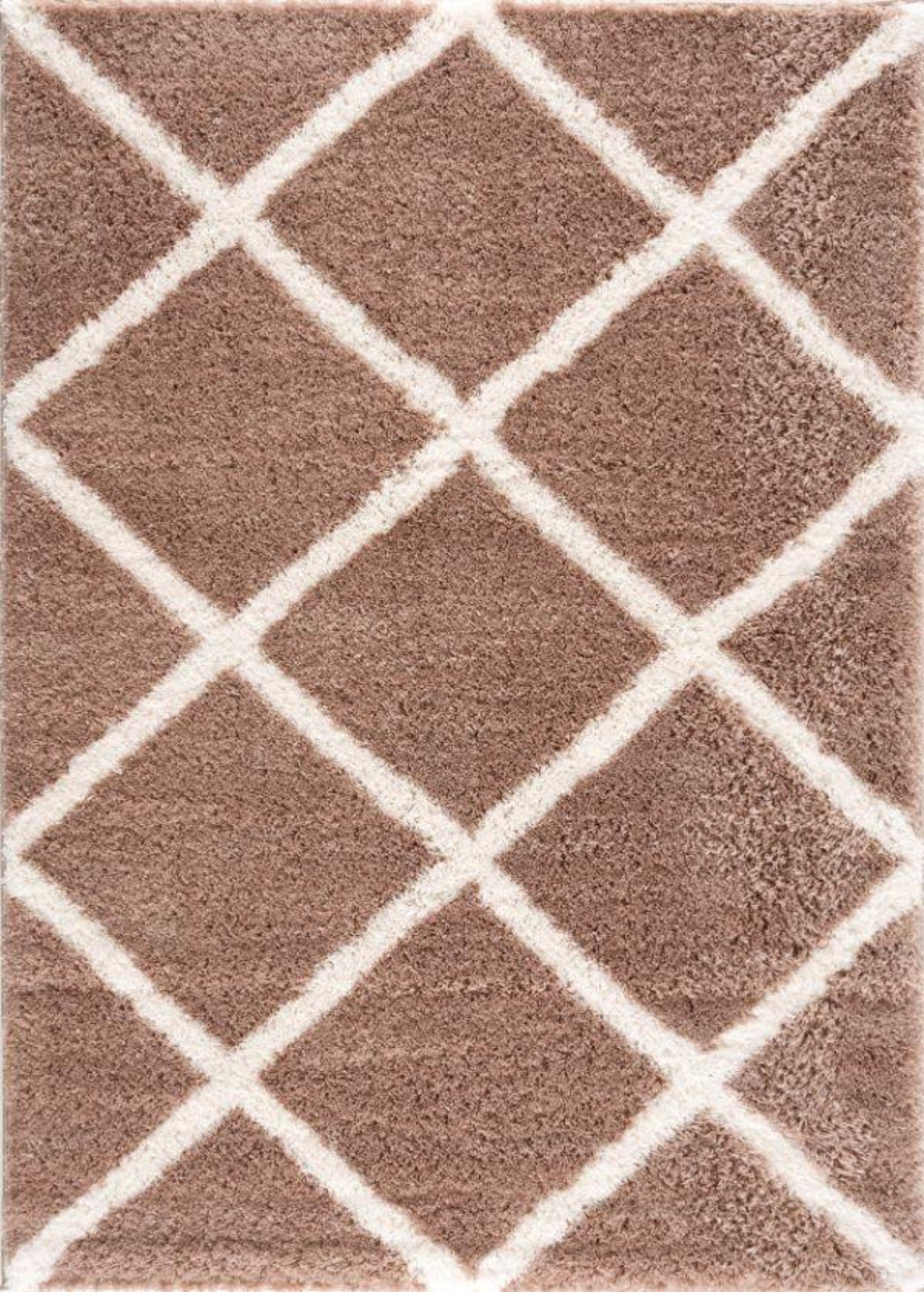Terra Trellis Comtemporary Brown and White Indoor Rug-1