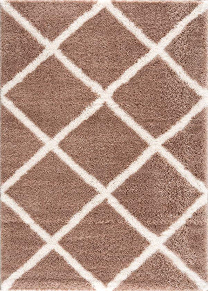 Terra Trellis Comtemporary Brown and White Indoor Rug-1