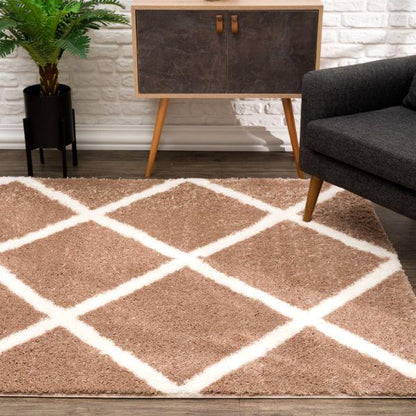 Terra Trellis Comtemporary Brown and White Indoor Rug-4