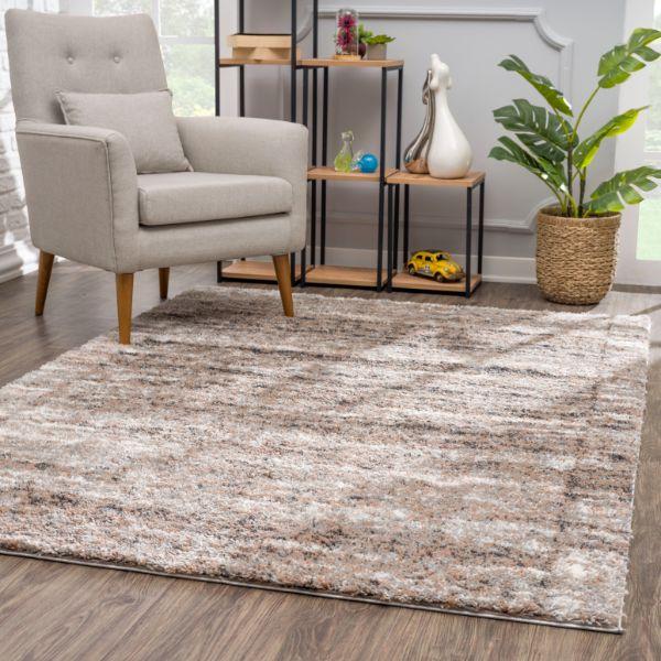 Tapis beige à poils longs rétro scandinave